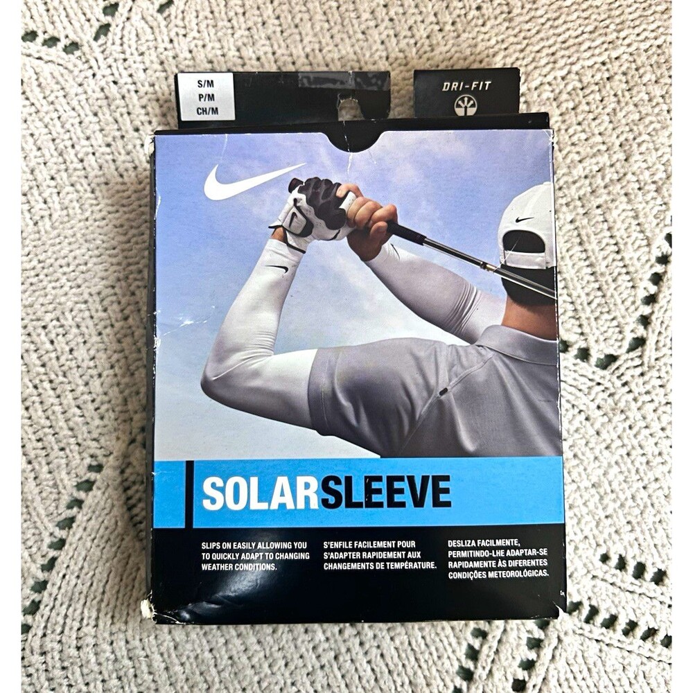 Nike Golf Solar Sleeve White Size S/M Dri-Fit UV Sun Protection Arm Sleeves NIB